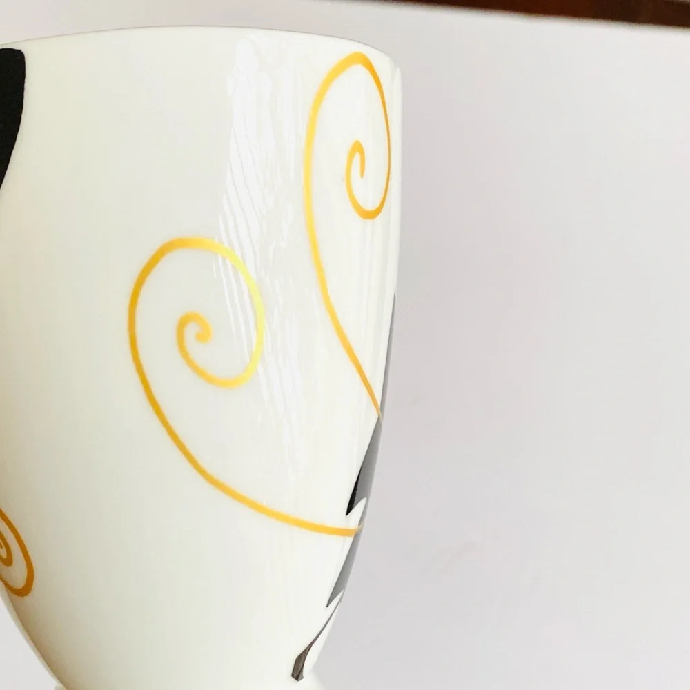 Great Shakes Fine Bone China Cat Mug Whimsical Black Cat Tea Mug Art Deco Style